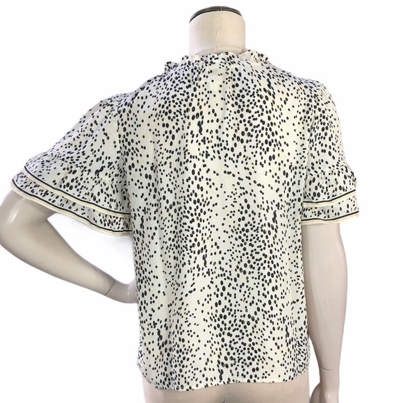 Max Studio Dot Tiered Sleeve Top Blouse Small S Flounce Feminine‎ - Picture 2 of 5